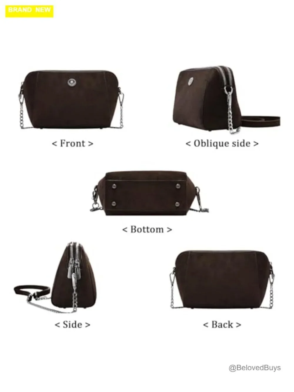Faux Suede Crossbody Bag with Adjustable Strap